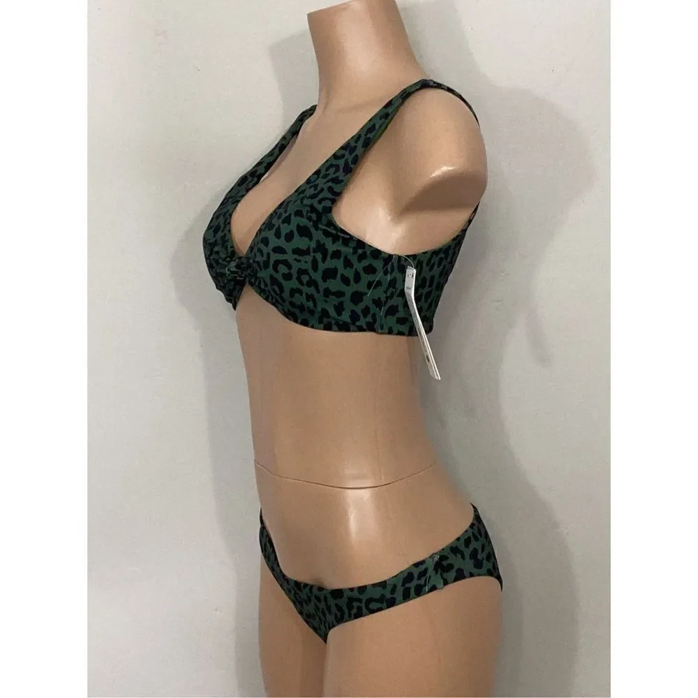 New. AQUA green leopard print bikini. Retails $149